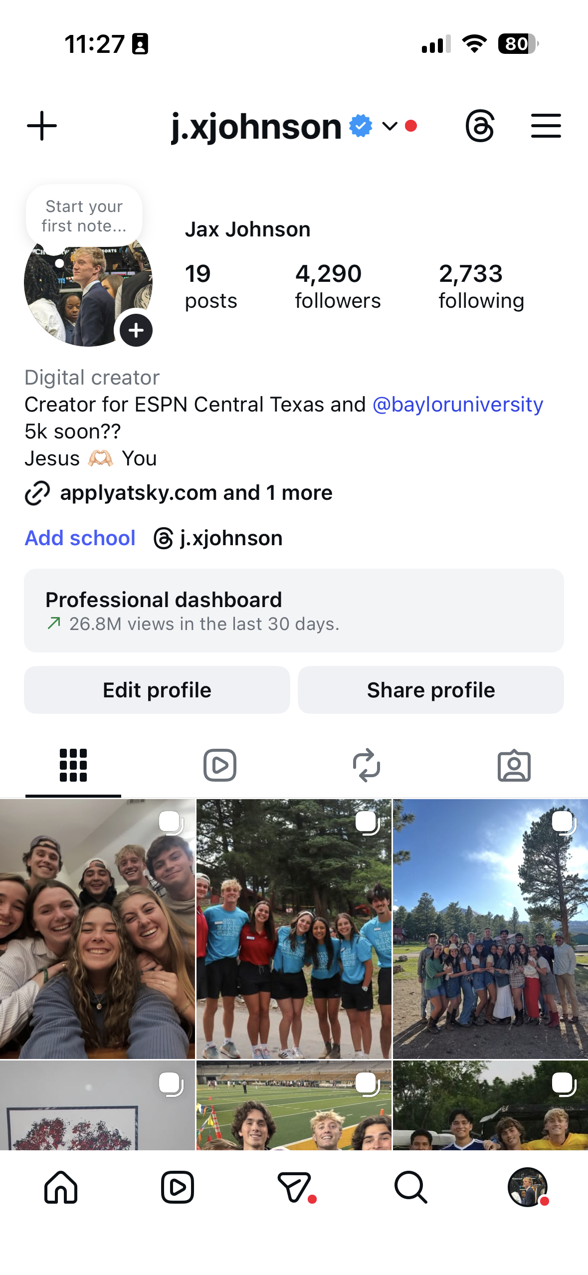Instagram profile @j.xjohnson