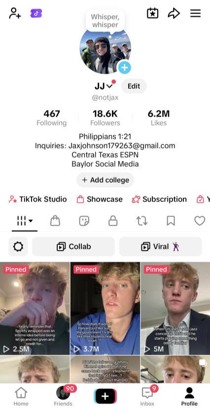 TikTok @NotJax profile
